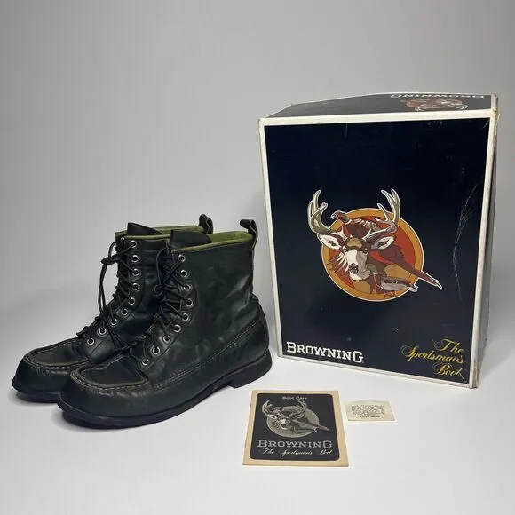 Vintage Browning Women's Lady's Featherweights Black Leather Boots 9A - Picture 1 of 16